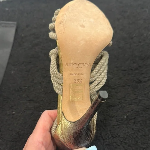 Jimmy Choo Gold and Cream Sandals with Luxurious Design